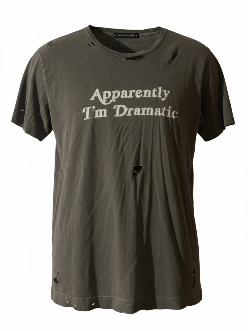 LuluSimon Studio Gray Apparently I'm Dramatic' Short Sleeve Distressed Tee